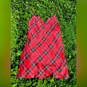 EUC - Blake Mini Slip Dress - Red w/ Black & White Plaid - Size M